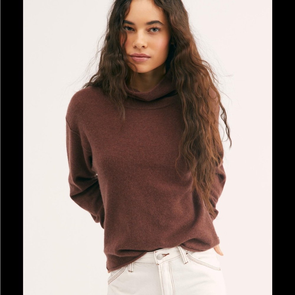 Free People Cozy Cashmere Turtleneck, Peppercorn, XS